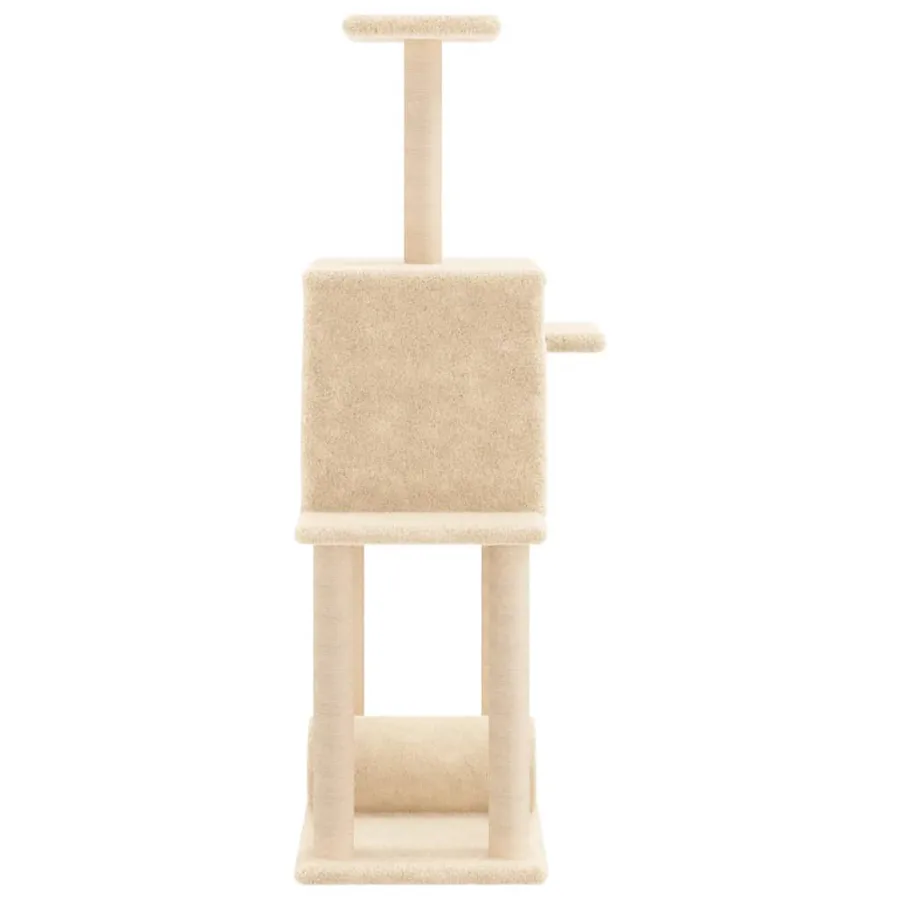 Arbre à chat avec griffoirs en sisal crème 122 cm - 5