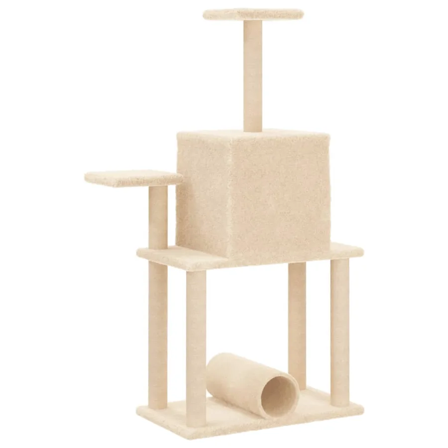 Arbre à chat avec griffoirs en sisal crème 122 cm - 6