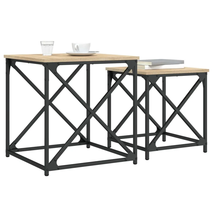 Tables basses gigognes 2 pcs chêne sonoma bois d'ingénierie - 4