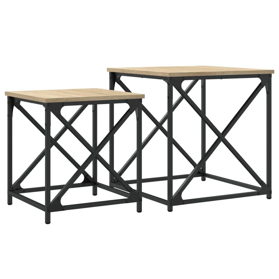 Tables basses gigognes 2 pcs chêne sonoma bois d'ingénierie - 7