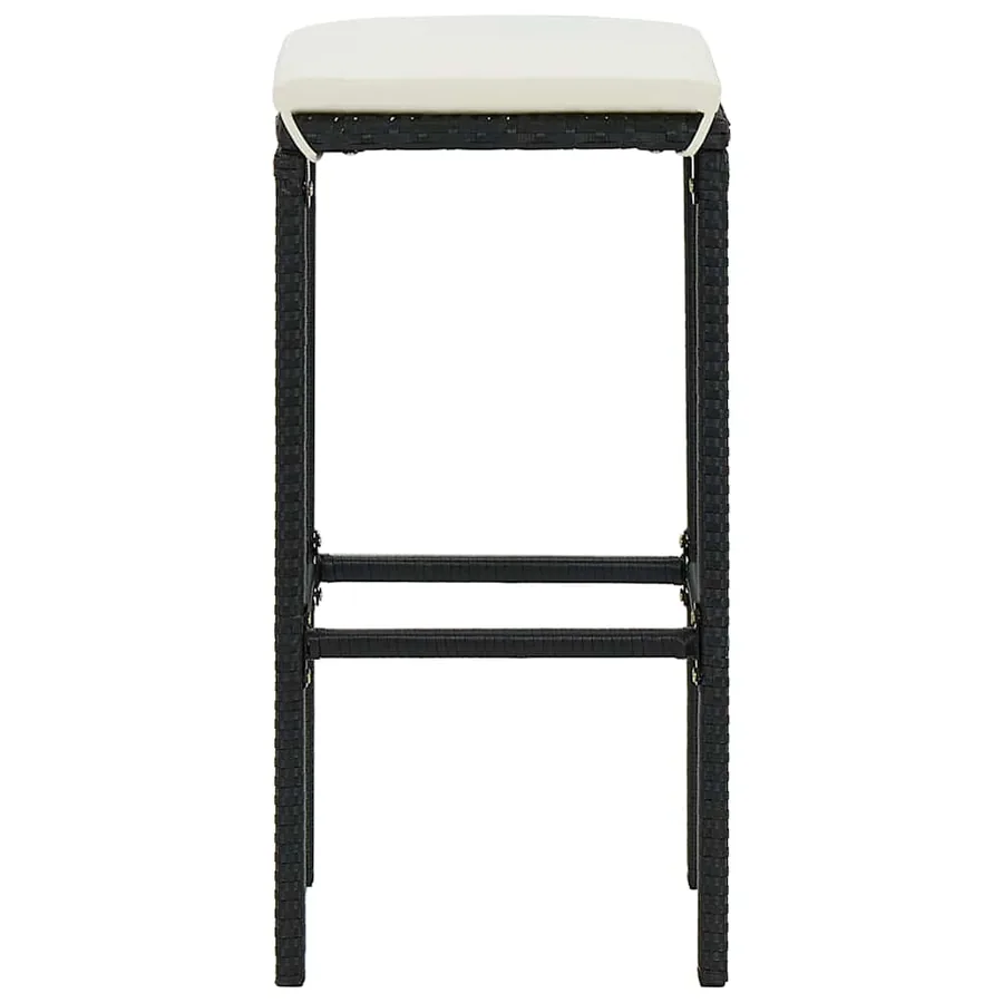 Ensemble de bar de jardin 3 pcs et coussins Résine tressée Noir - 10