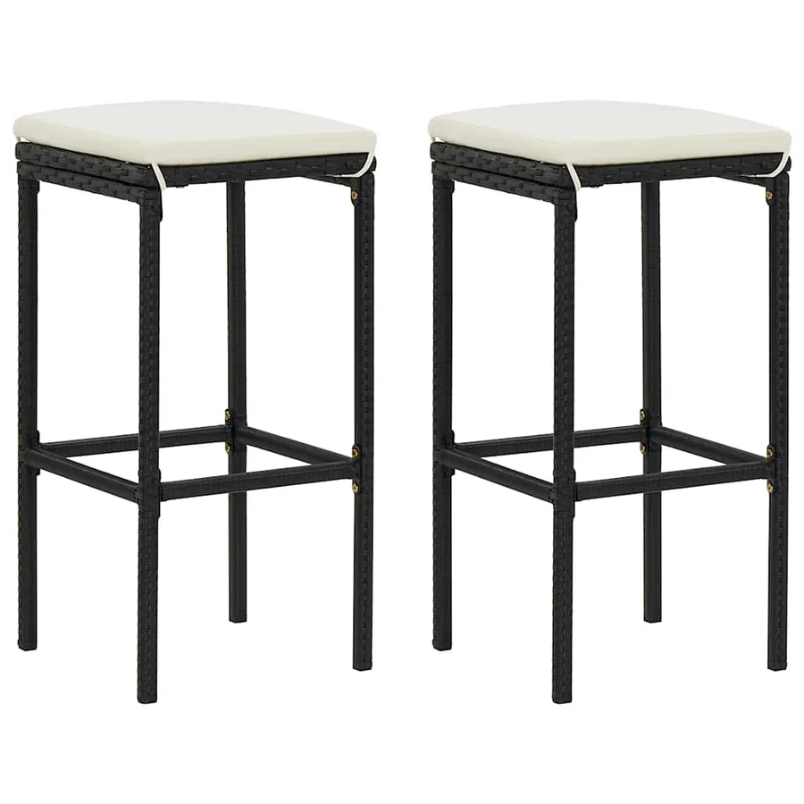 Ensemble de bar de jardin 3 pcs et coussins Résine tressée Noir - 8