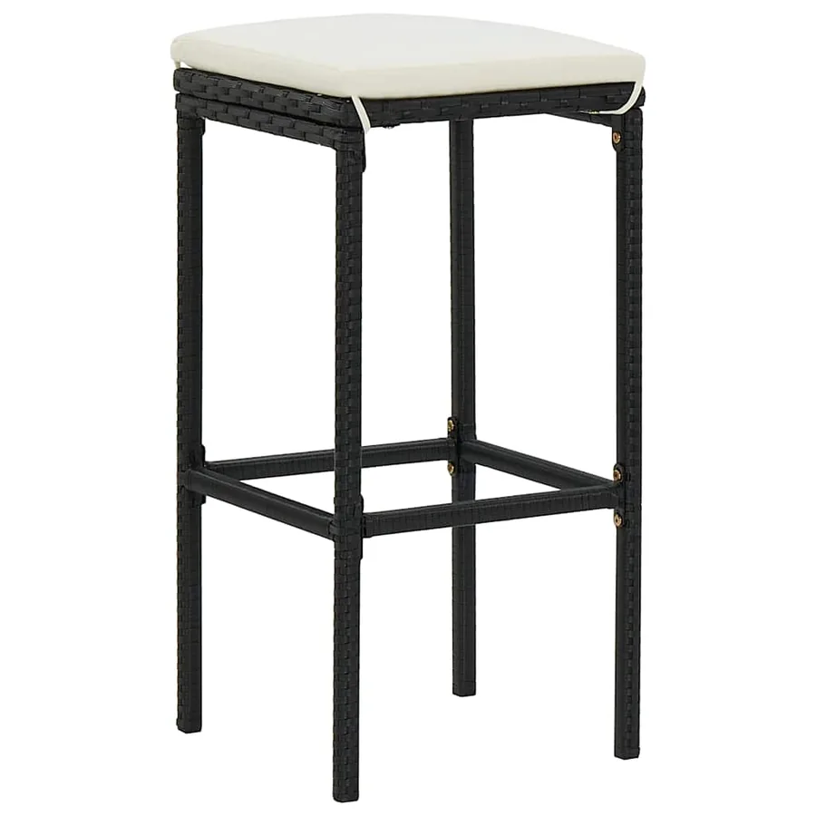 Ensemble de bar de jardin 3 pcs et coussins Résine tressée Noir - 9