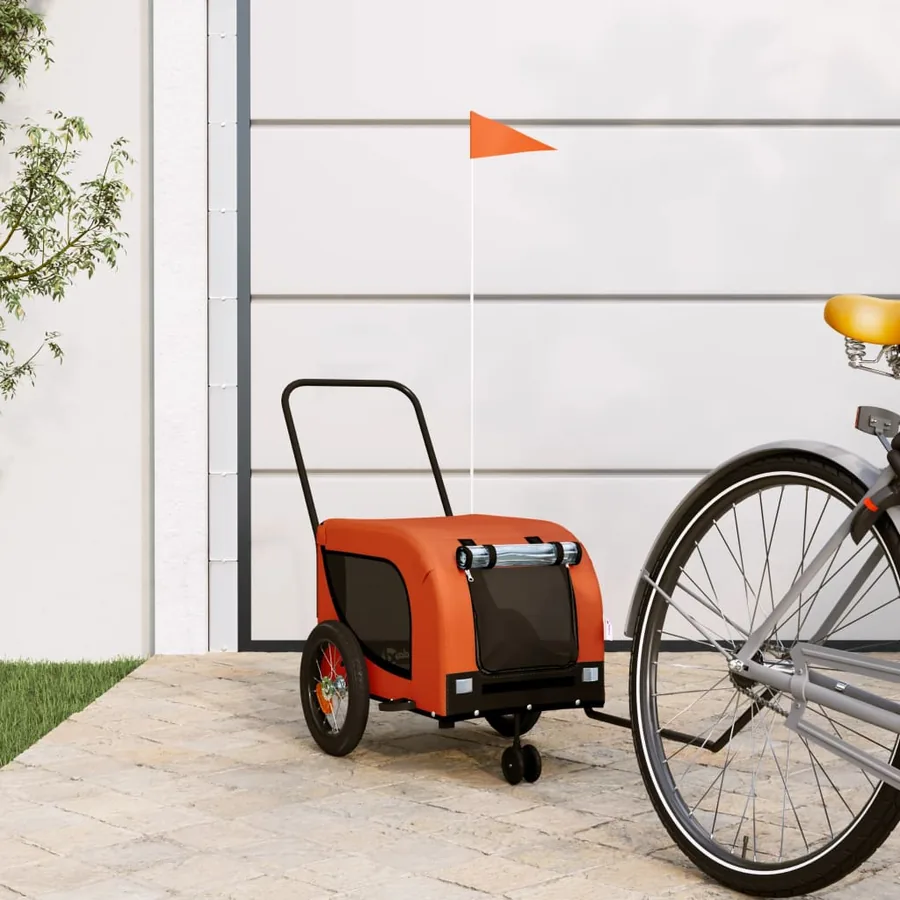 Remorque de vélo pour animaux de compagnie orange et noir