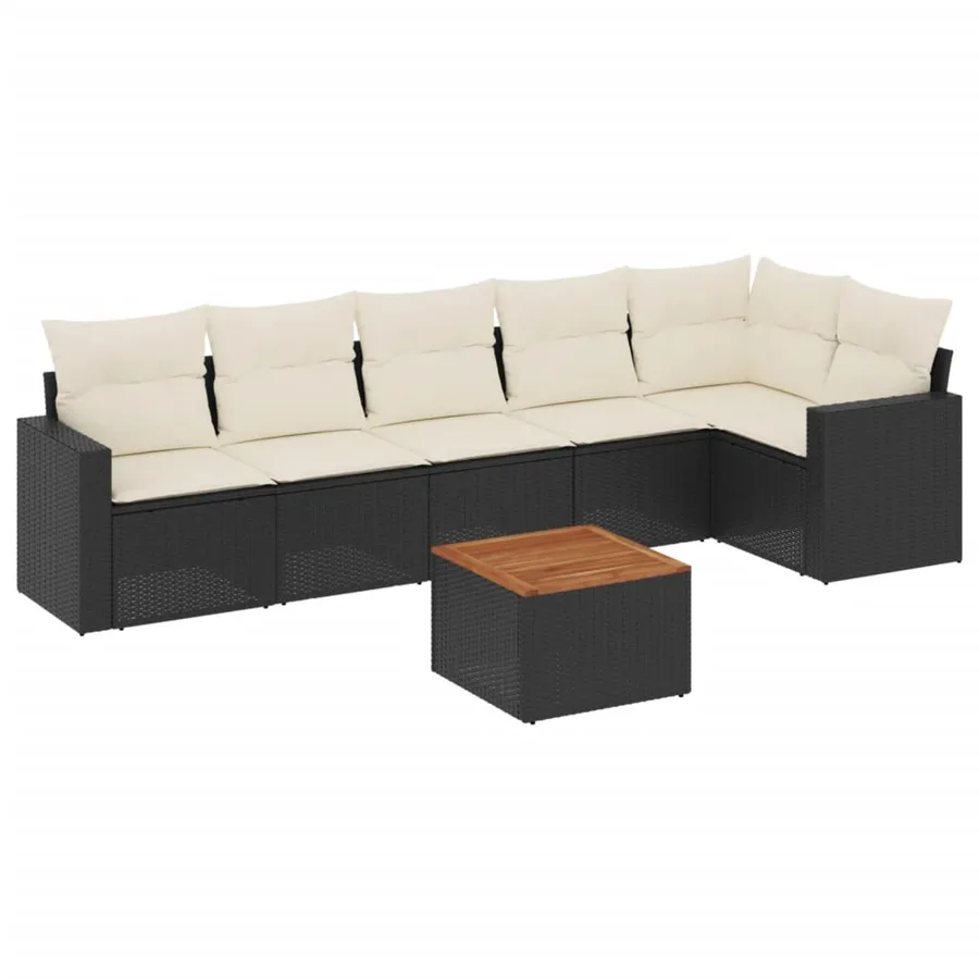 Salon de jardin 7 pcs avec coussins noir résine tressée 65,5 x 62 x 69 cm - 55,0 kg - 2