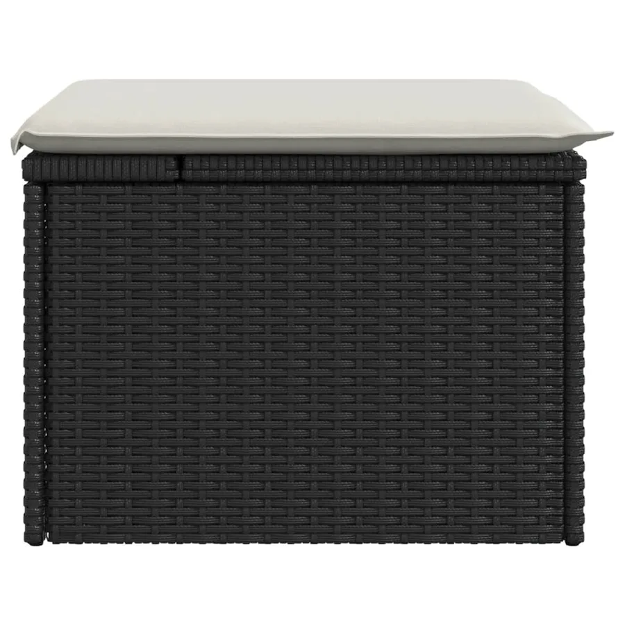 Tabouret de jardin avec coussin noir 55x55x37 cm résine tressée - 5