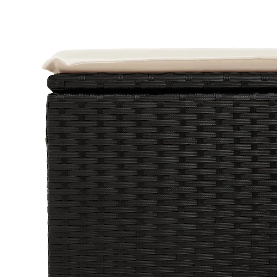 Tabouret de jardin avec coussin noir 55x55x37 cm résine tressée - 8