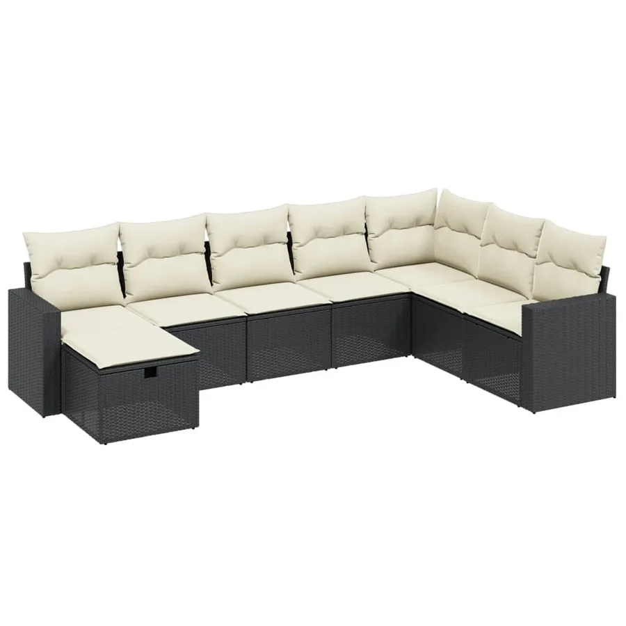 Salon de jardin 8 pcs avec coussins noir résine tressée - 2