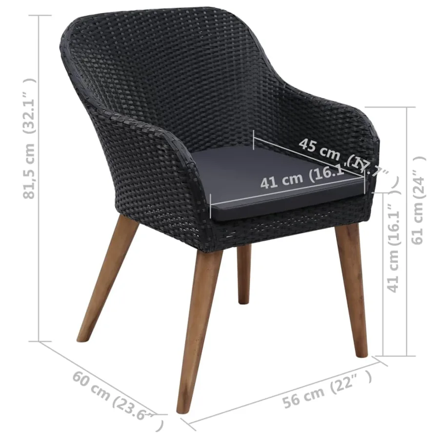 Ensemble à manger de jardin 7 pcs Noir - 12