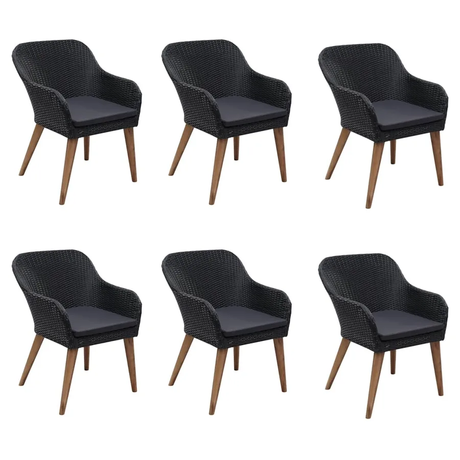 Ensemble à manger de jardin 7 pcs Noir - 2