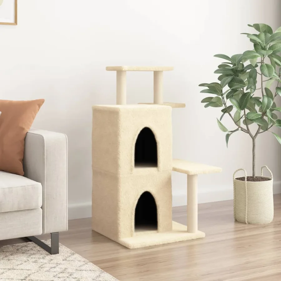 Arbre à chat avec griffoirs en sisal crème 97 cm - 3
