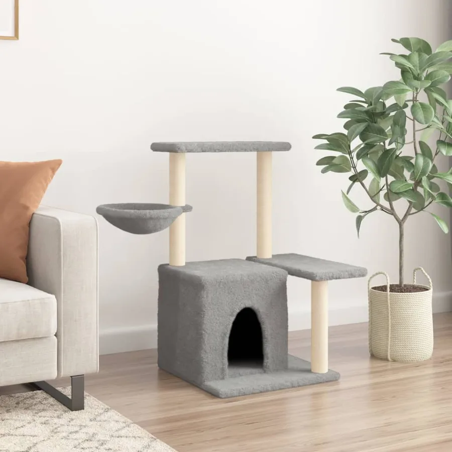 Arbre à chat avec griffoirs en sisal Gris clair 83 cm - 3