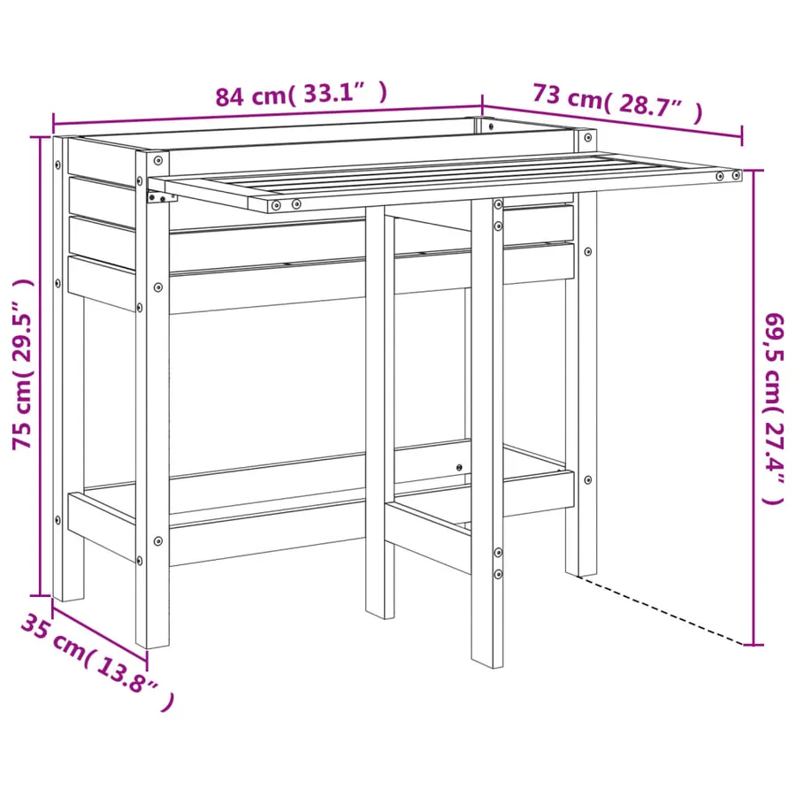 Jardinière de jardin avec dessus pliable gris bois pin massif - 11