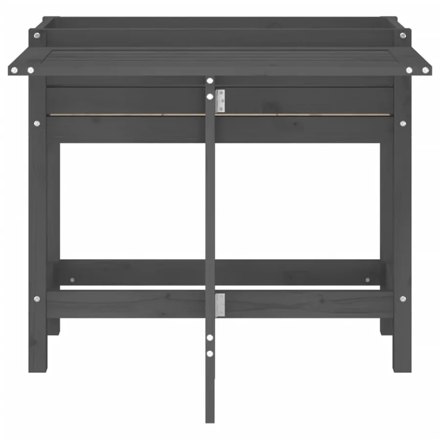 Jardinière de jardin avec dessus pliable gris bois pin massif - 4