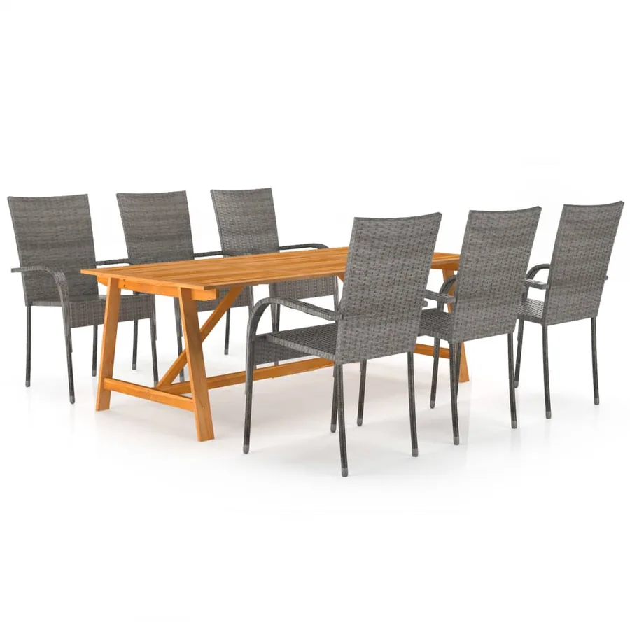 Ensemble à manger de jardin 7 pcs Gris