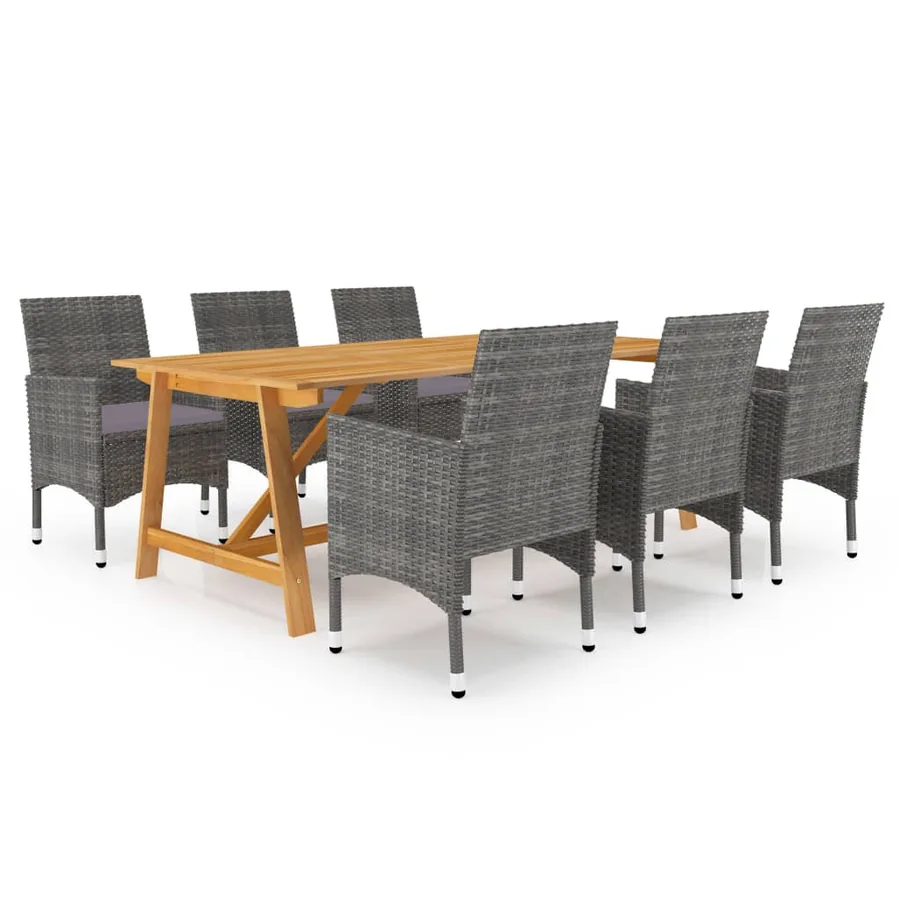 Ensemble à manger de jardin 7 pcs Gris