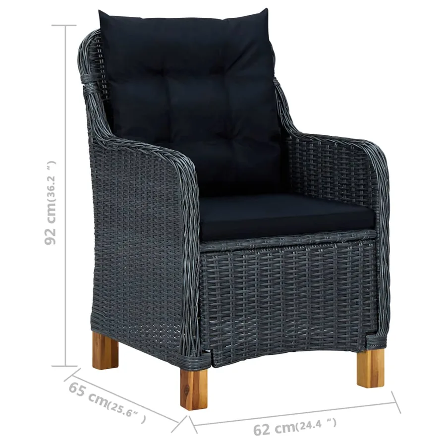 Ensemble à manger de jardin 7 pcs Gris foncé - 11