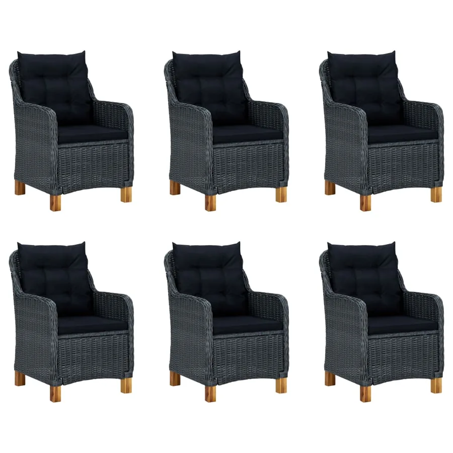 Ensemble à manger de jardin 7 pcs Gris foncé - 6