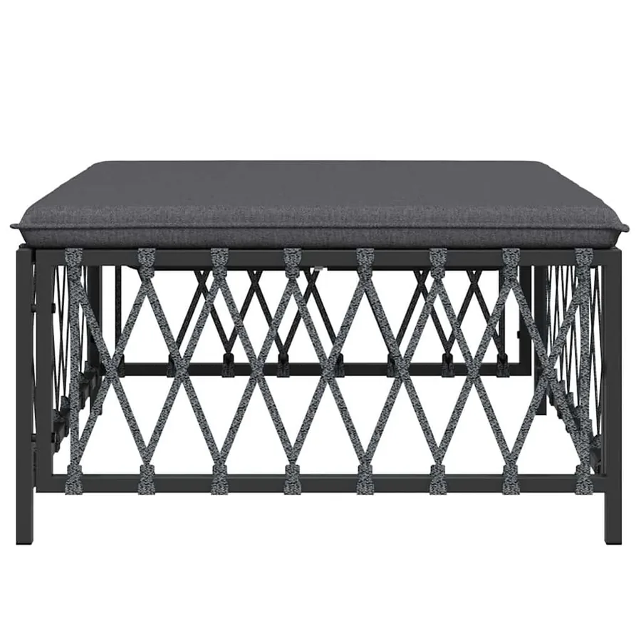 Repose-pied de jardin avec coussin anthracite tissu tissé - 4