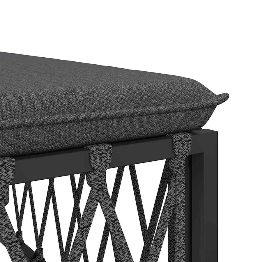 Repose-pied de jardin avec coussin anthracite tissu tissé - 5