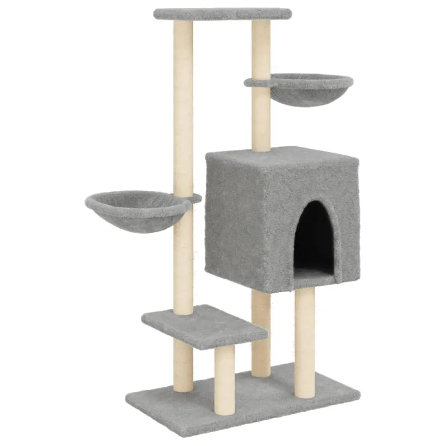 Arbre à chat avec griffoirs en sisal gris clair 117 cm - 2