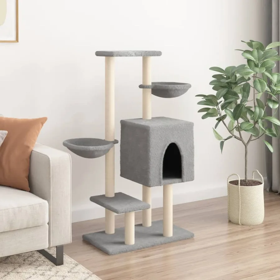 Arbre à chat avec griffoirs en sisal gris clair 117 cm - 3