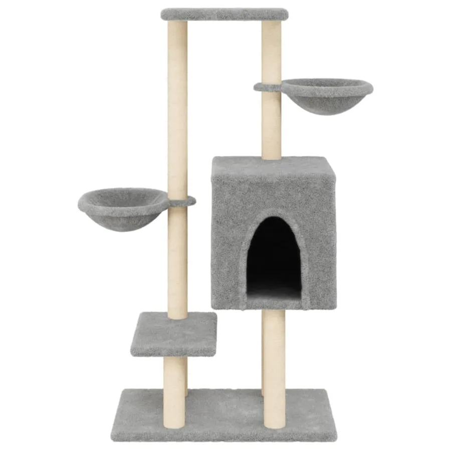 Arbre à chat avec griffoirs en sisal gris clair 117 cm - 4