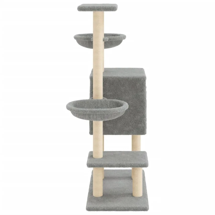 Arbre à chat avec griffoirs en sisal gris clair 117 cm - 5