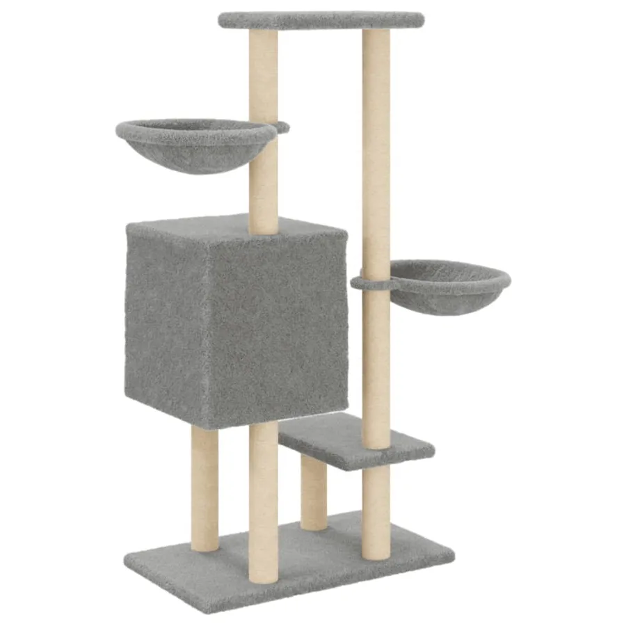 Arbre à chat avec griffoirs en sisal gris clair 117 cm - 6