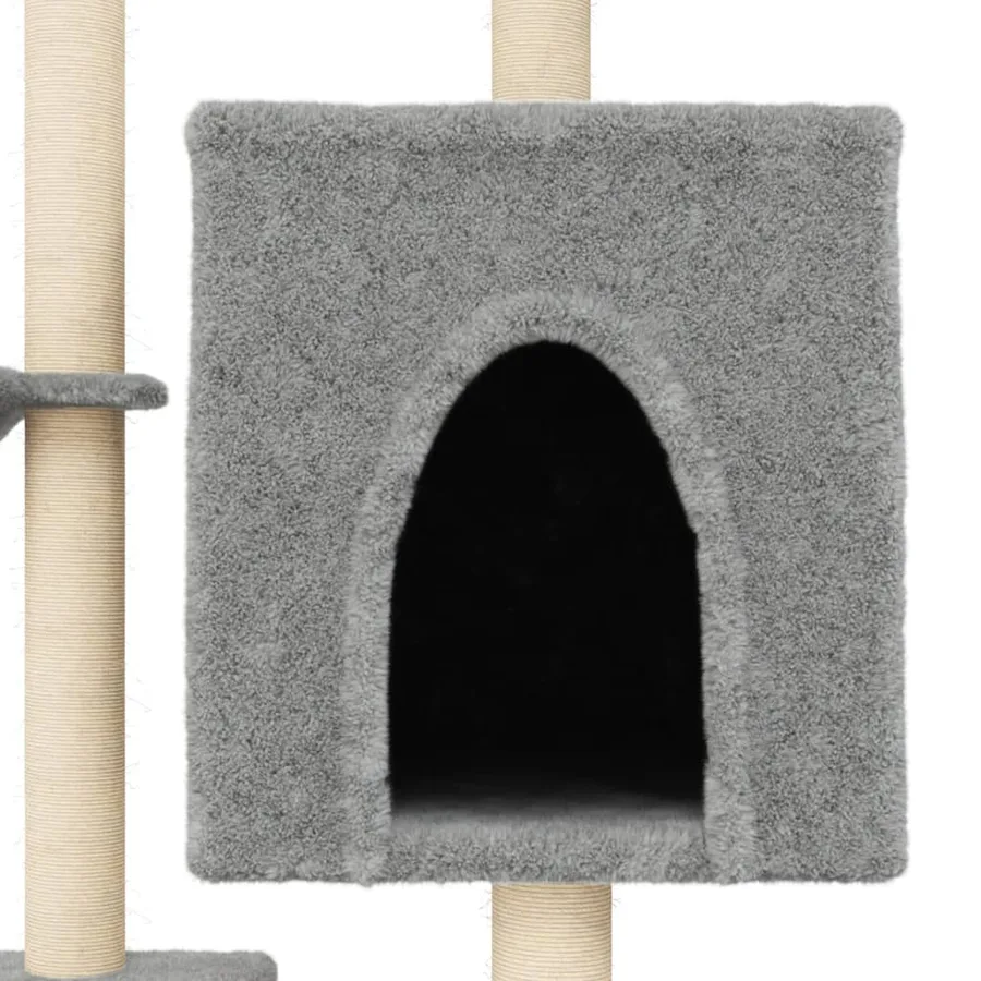 Arbre à chat avec griffoirs en sisal gris clair 117 cm - 7