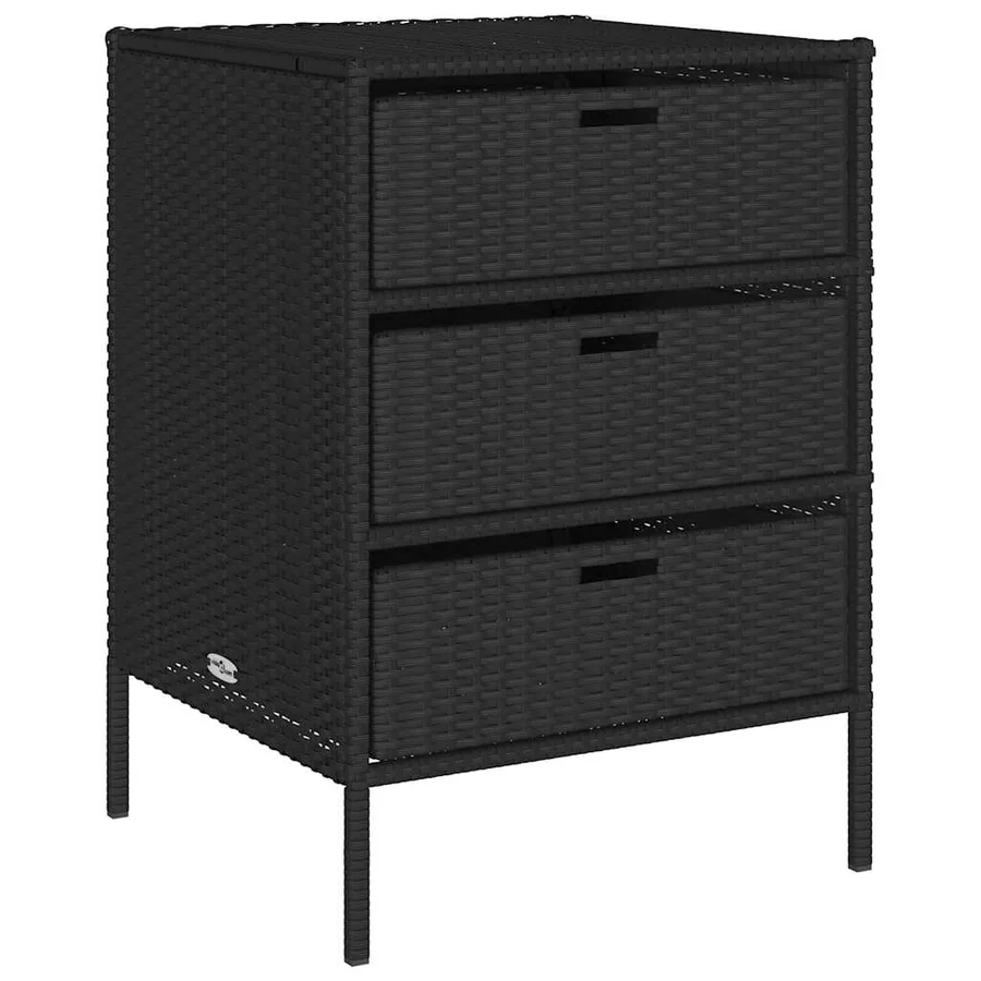 Armoire de rangement de jardin noir 55x59x80 cm résine tressée - 2