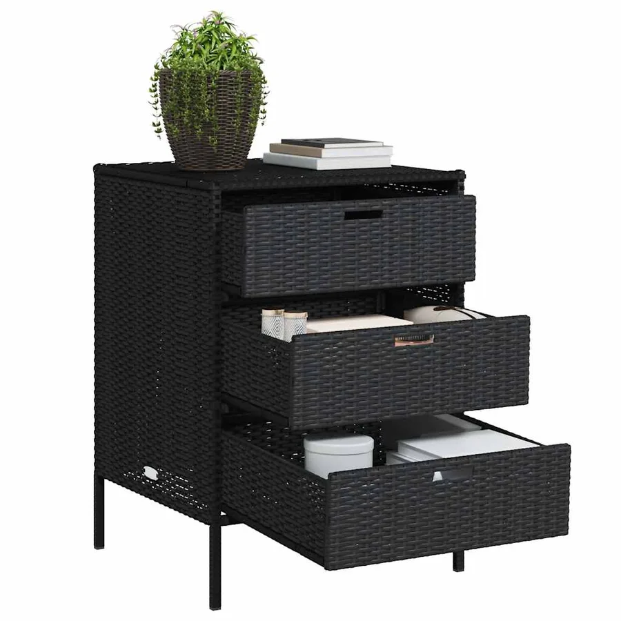 Armoire de rangement de jardin noir 55x59x80 cm résine tressée - 4