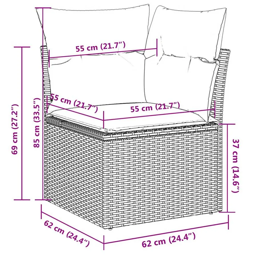 Salon de jardin avec coussins 7 pcs beige résine tressée - 4