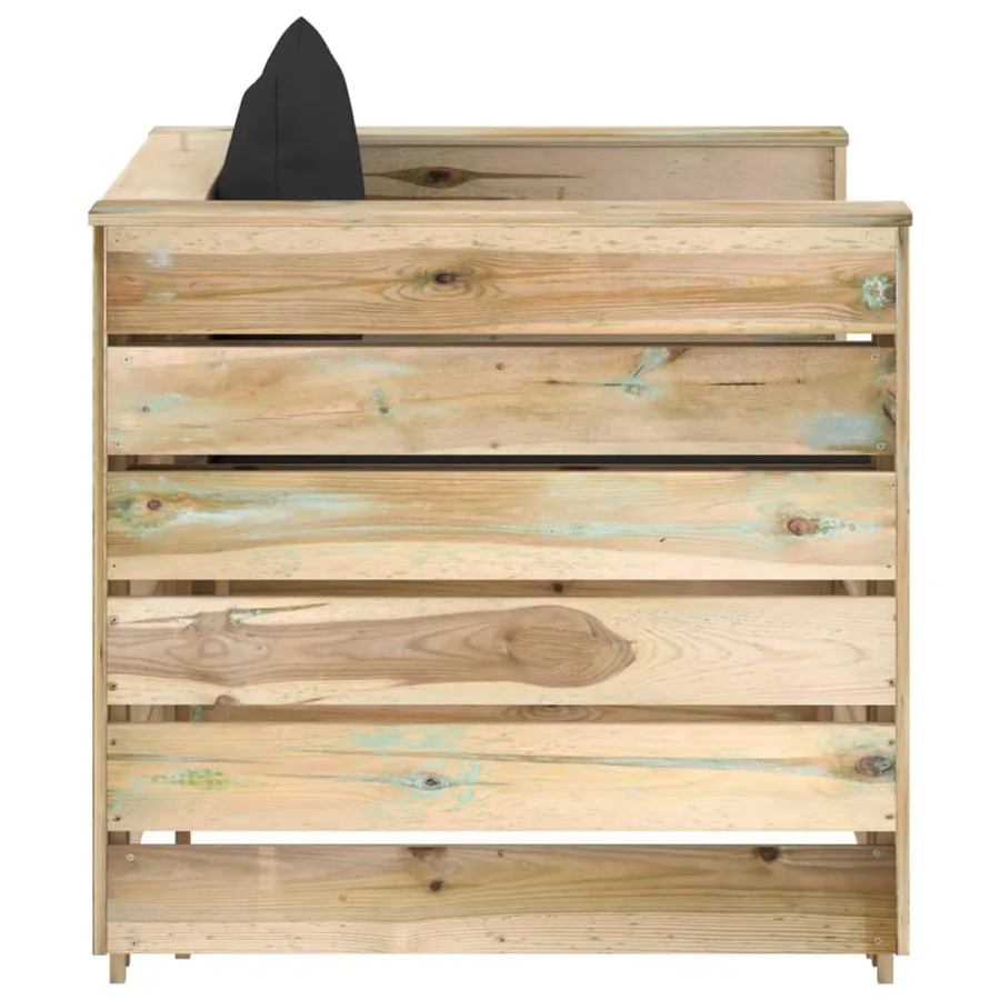 Salon de jardin 2 pcs avec coussins Bois imprégné de vert - 4
