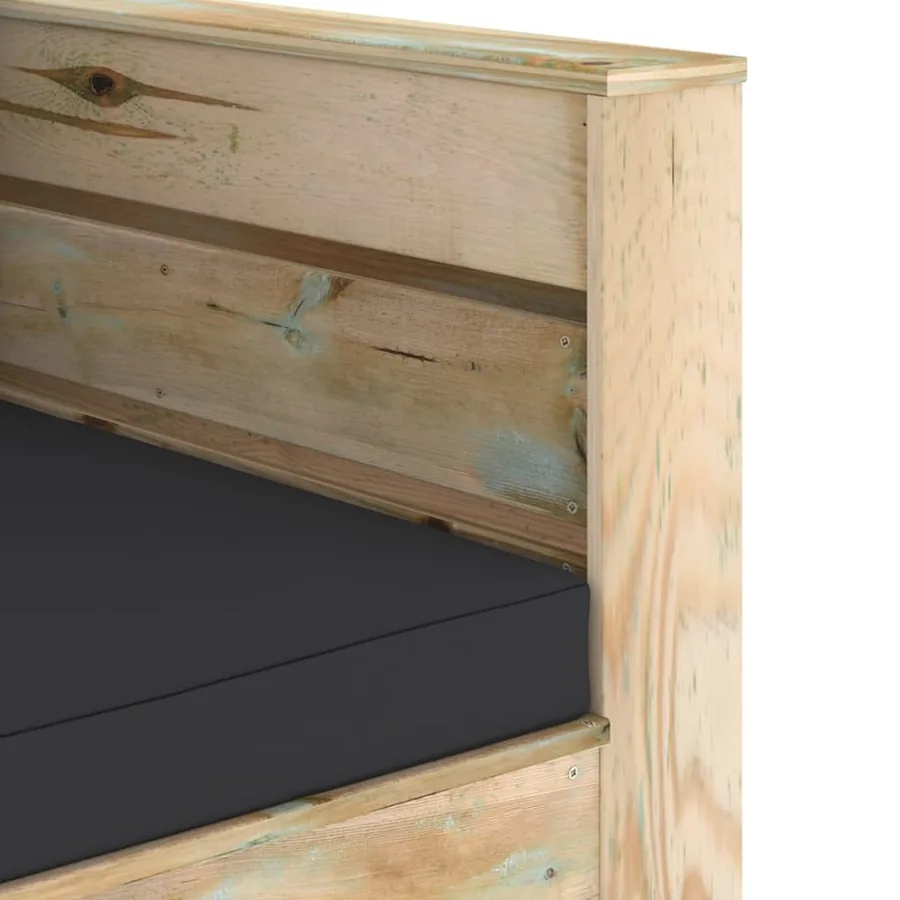 Salon de jardin 2 pcs avec coussins Bois imprégné de vert - 6