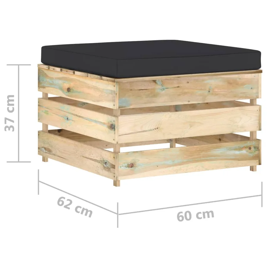 Salon de jardin 2 pcs avec coussins Bois imprégné de vert - 8