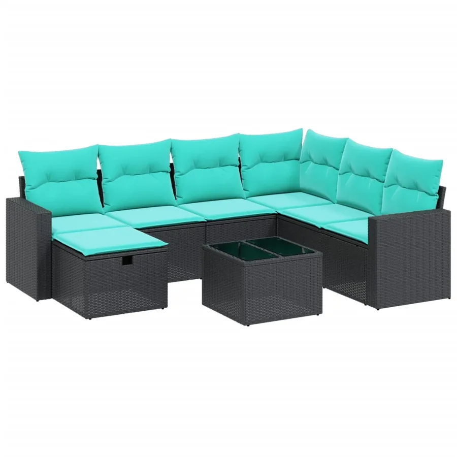Salon de jardin avec coussins 7 pcs beige résine tressée - 4