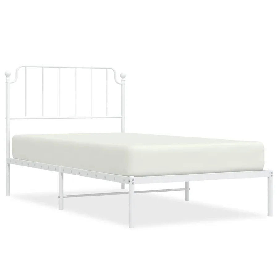 Cadre de lit métal sans matelas et tête de lit blanc 100x190 cm - 2