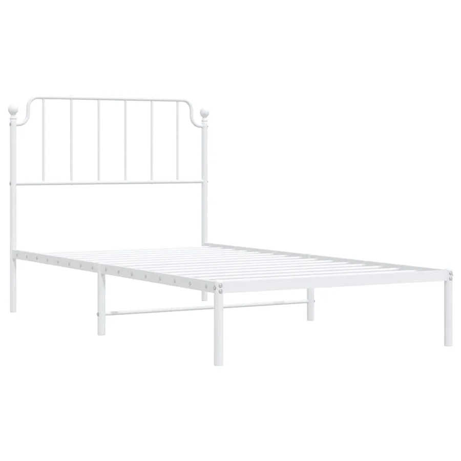 Cadre de lit métal sans matelas et tête de lit blanc 100x190 cm - 5