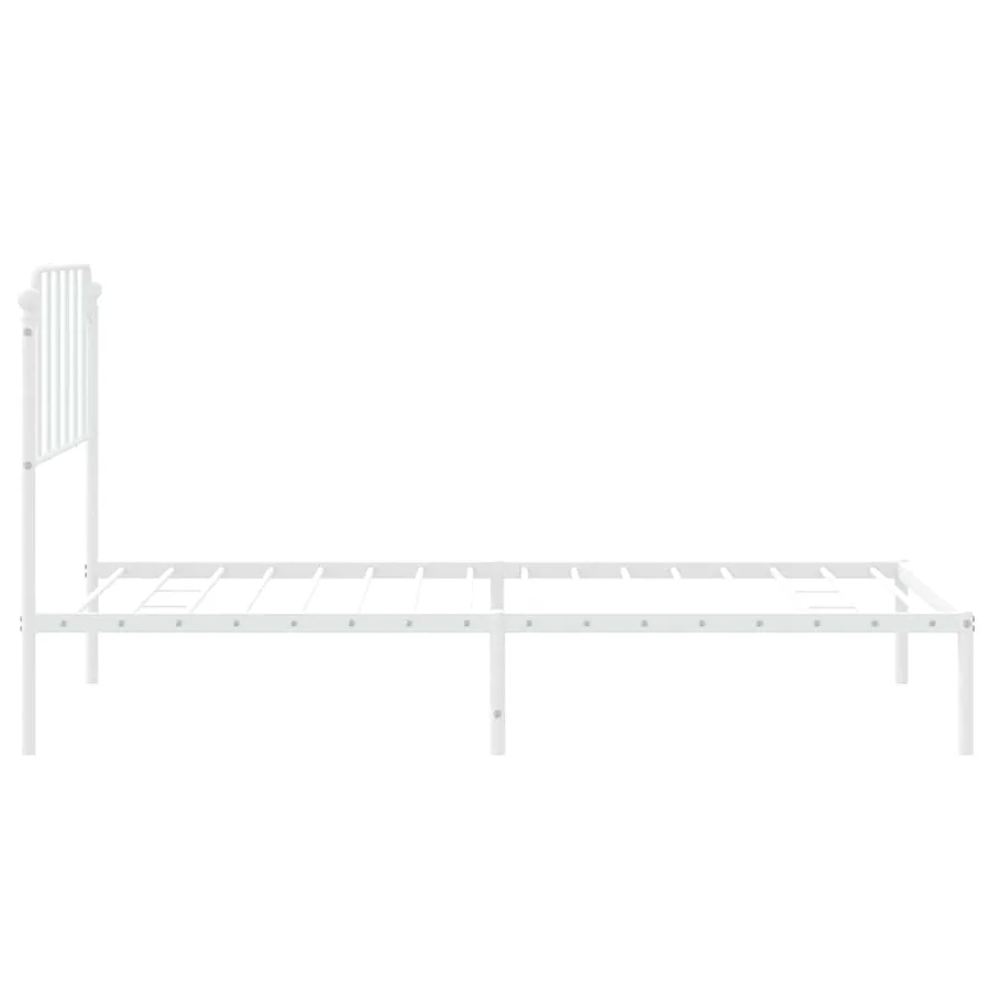 Cadre de lit métal sans matelas et tête de lit blanc 100x190 cm - 7