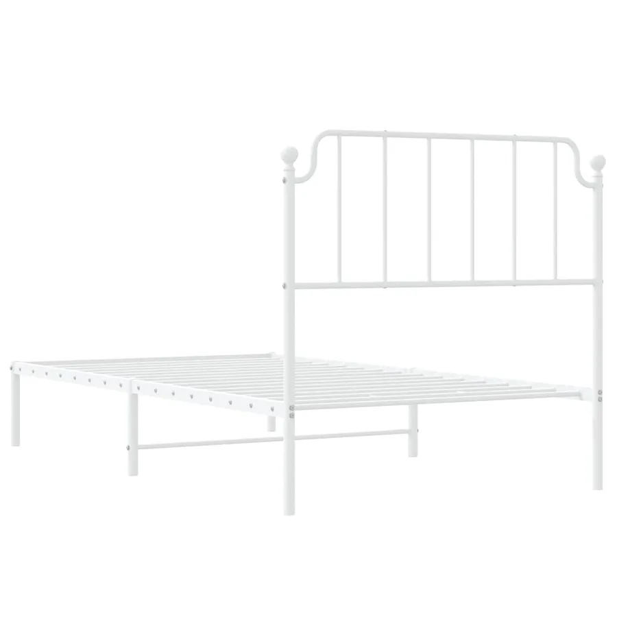 Cadre de lit métal sans matelas et tête de lit blanc 100x190 cm - 8