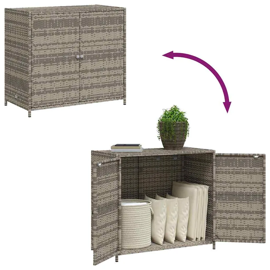 Armoire de rangement de jardin gris 83x45x76 cm résine tressée - 10