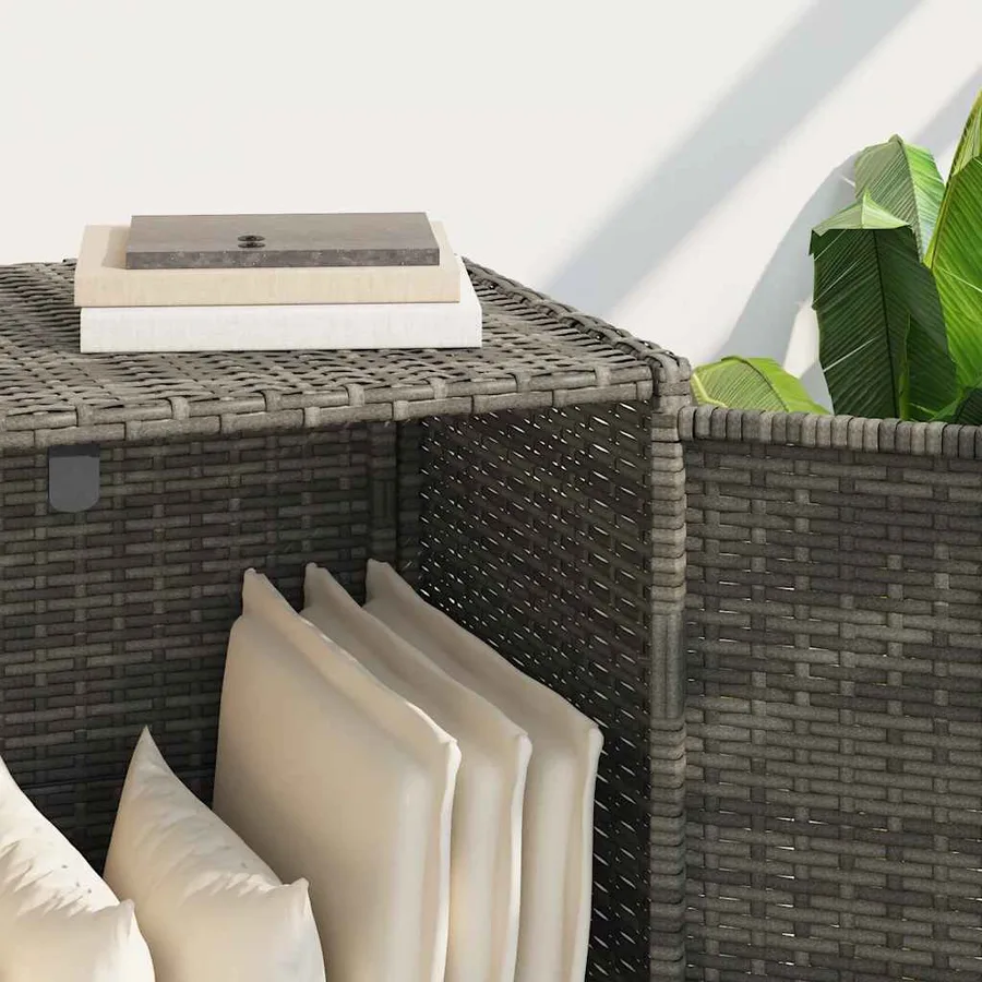 Armoire de rangement de jardin gris 83x45x76 cm résine tressée - 4