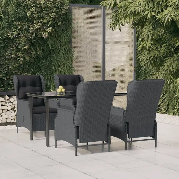 Ensemble à manger de jardin 5 pcs Gris foncé Résine tressée