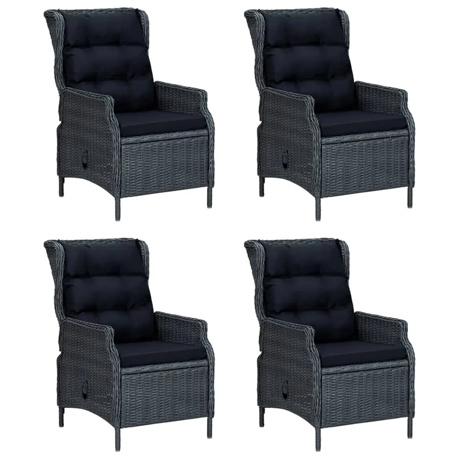 Ensemble à manger de jardin 5 pcs Gris foncé Résine tressée - 4