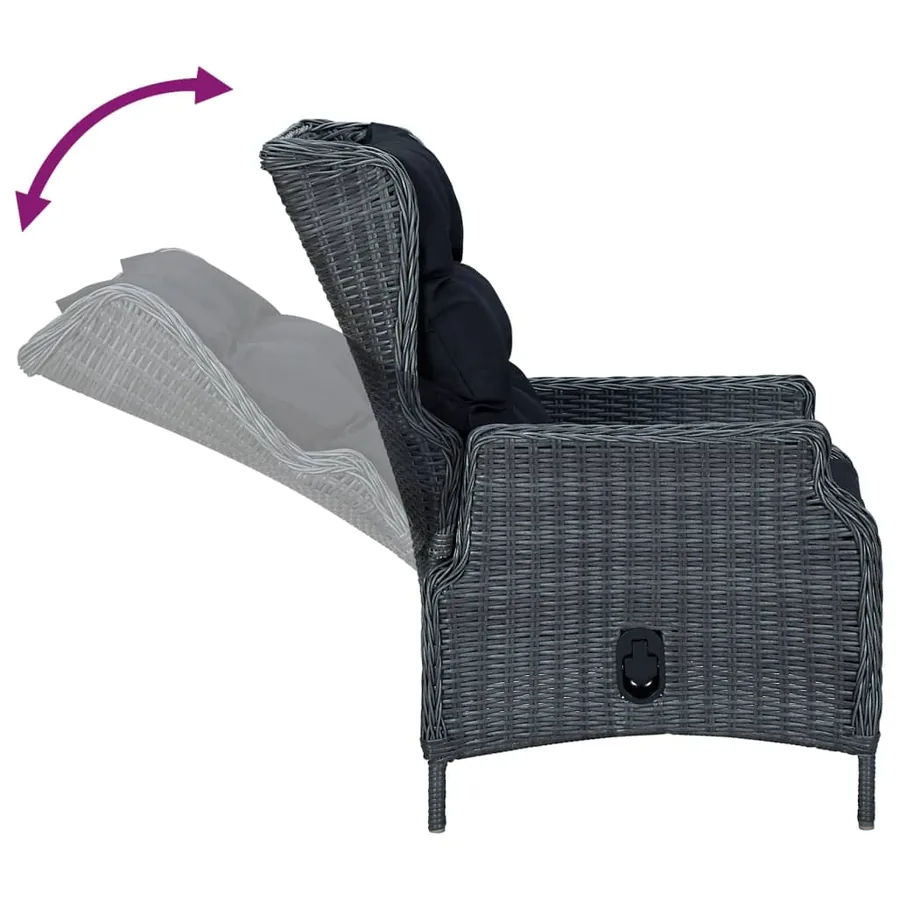 Ensemble à manger de jardin 5 pcs Gris foncé Résine tressée - 6