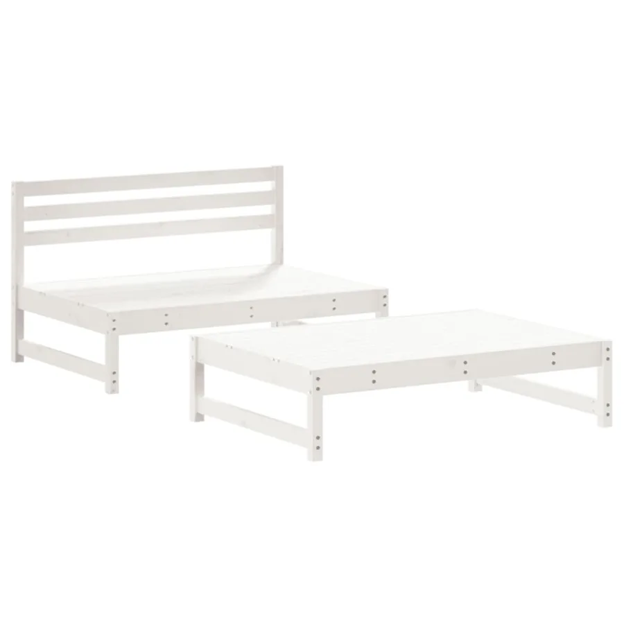 Salon de jardin 2 pcs blanc bois de pin massif - 2