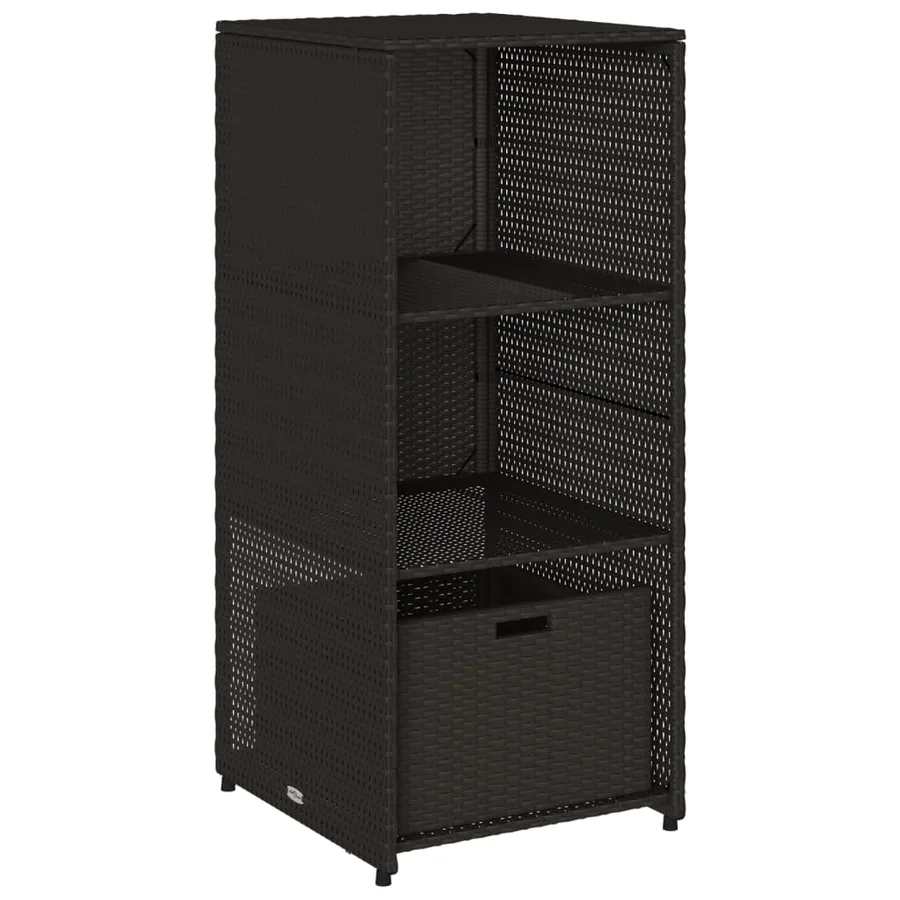 Armoire de rangement de jardin noir 50x55x115 cm résine tressée - 2