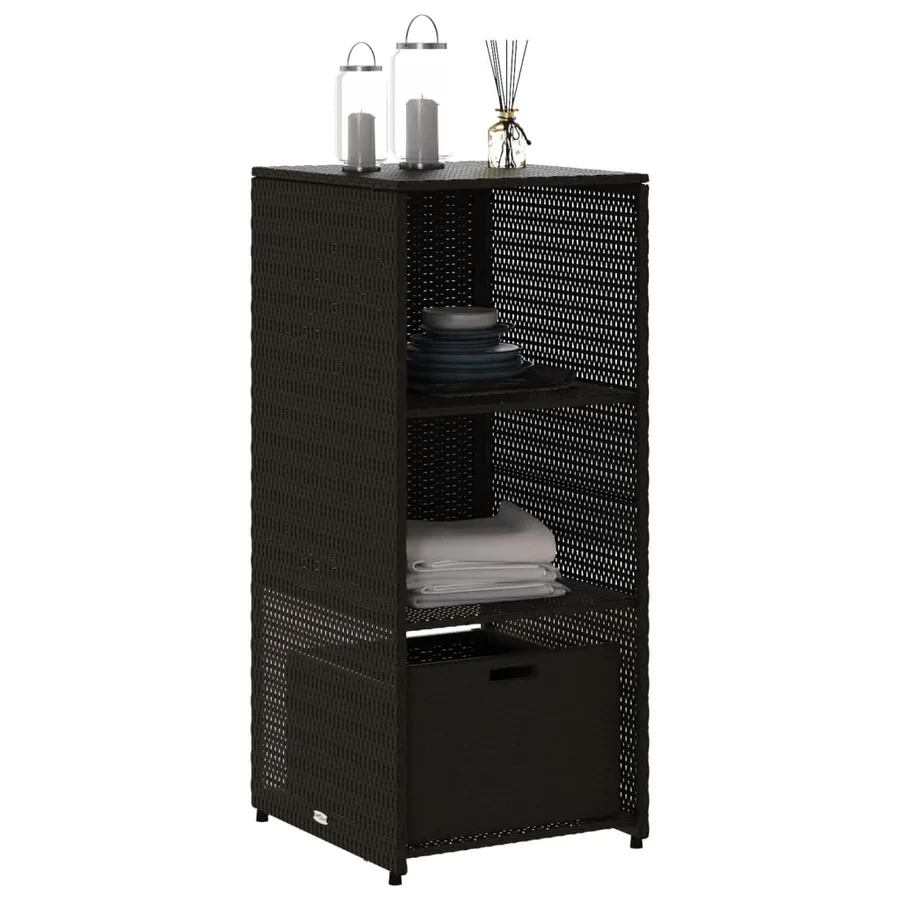 Armoire de rangement de jardin noir 50x55x115 cm résine tressée - 4