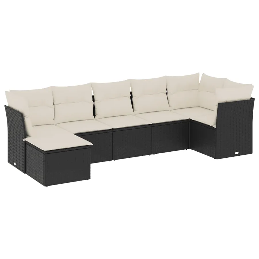 Salon de jardin 7 pcs avec coussins noir résine tressée 55 x 62 x 69 cm - 56,0 kg - 2